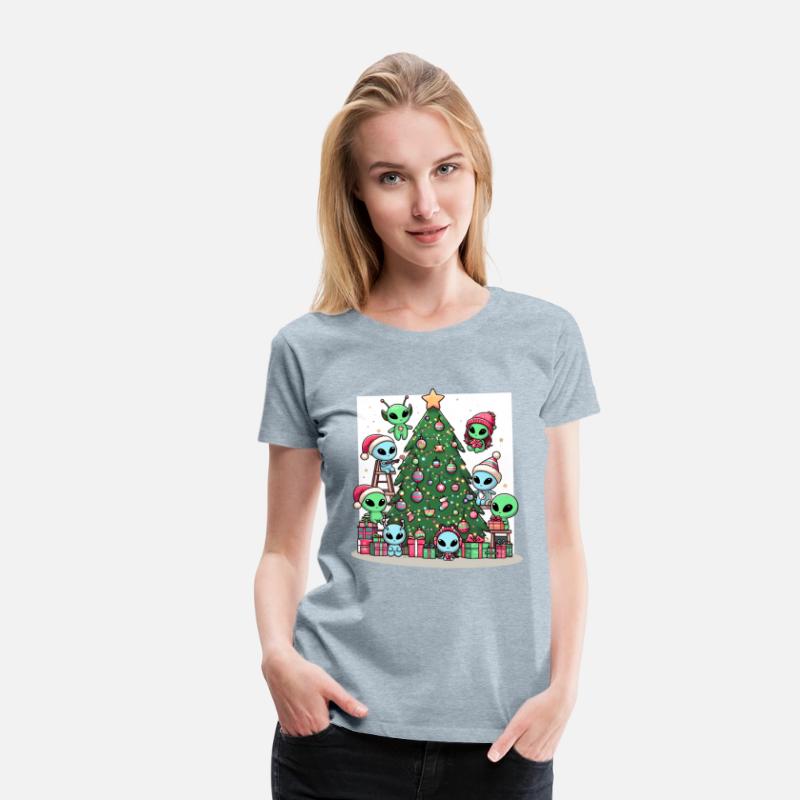 Aliens decorate Christmas tree