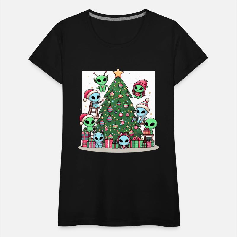 Aliens decorate Christmas tree