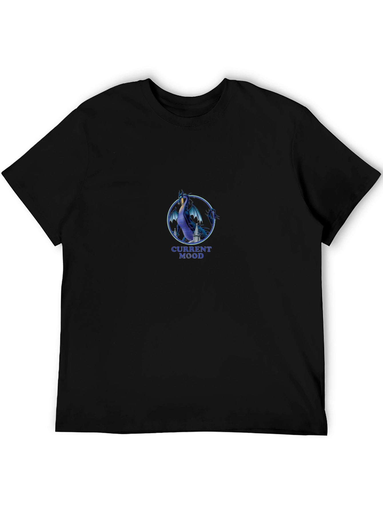 Moody Dragon Graphic Tee - Black Cotton T-Shirt