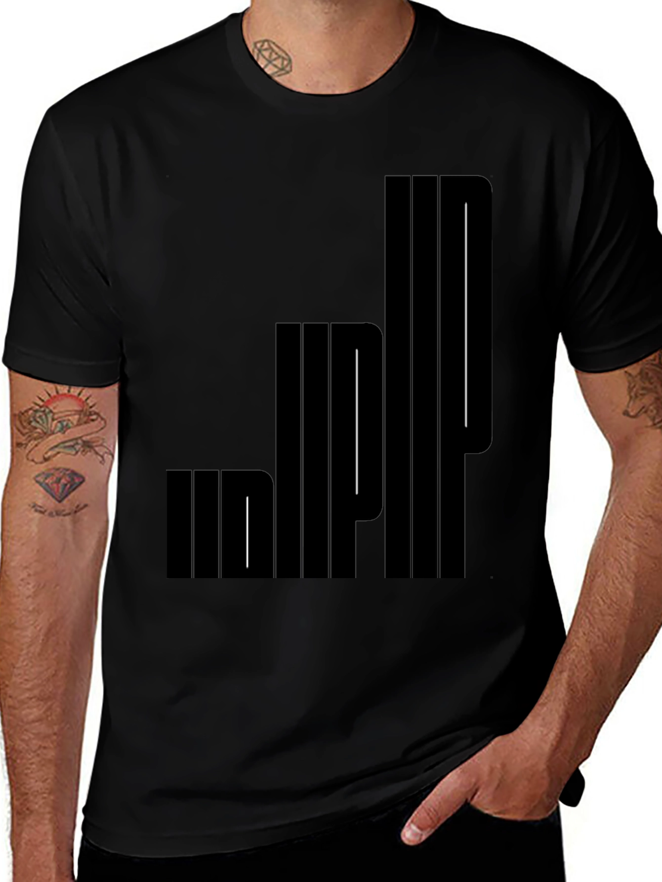 Modern Graphic Print Black T-Shirt