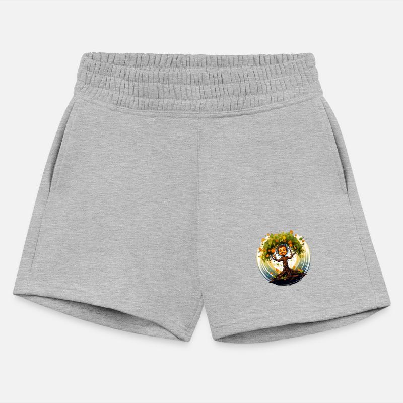 An endearing kawaii style tree pose with a smiling