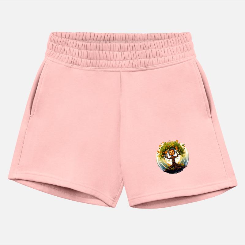 An endearing kawaii style tree pose with a smiling