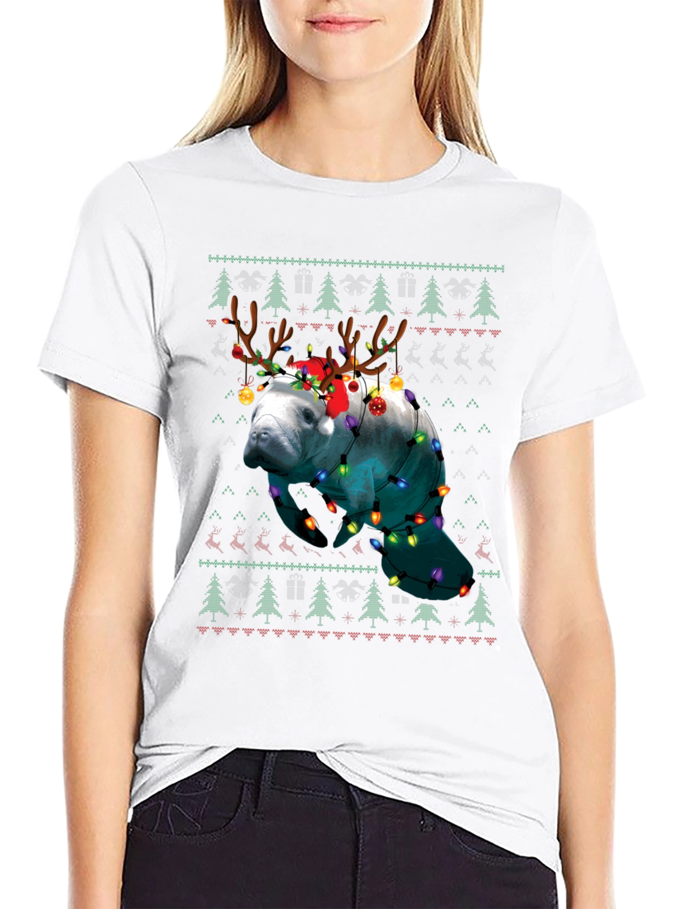 Manatee Christmas Ugly Sweater T-Shirt