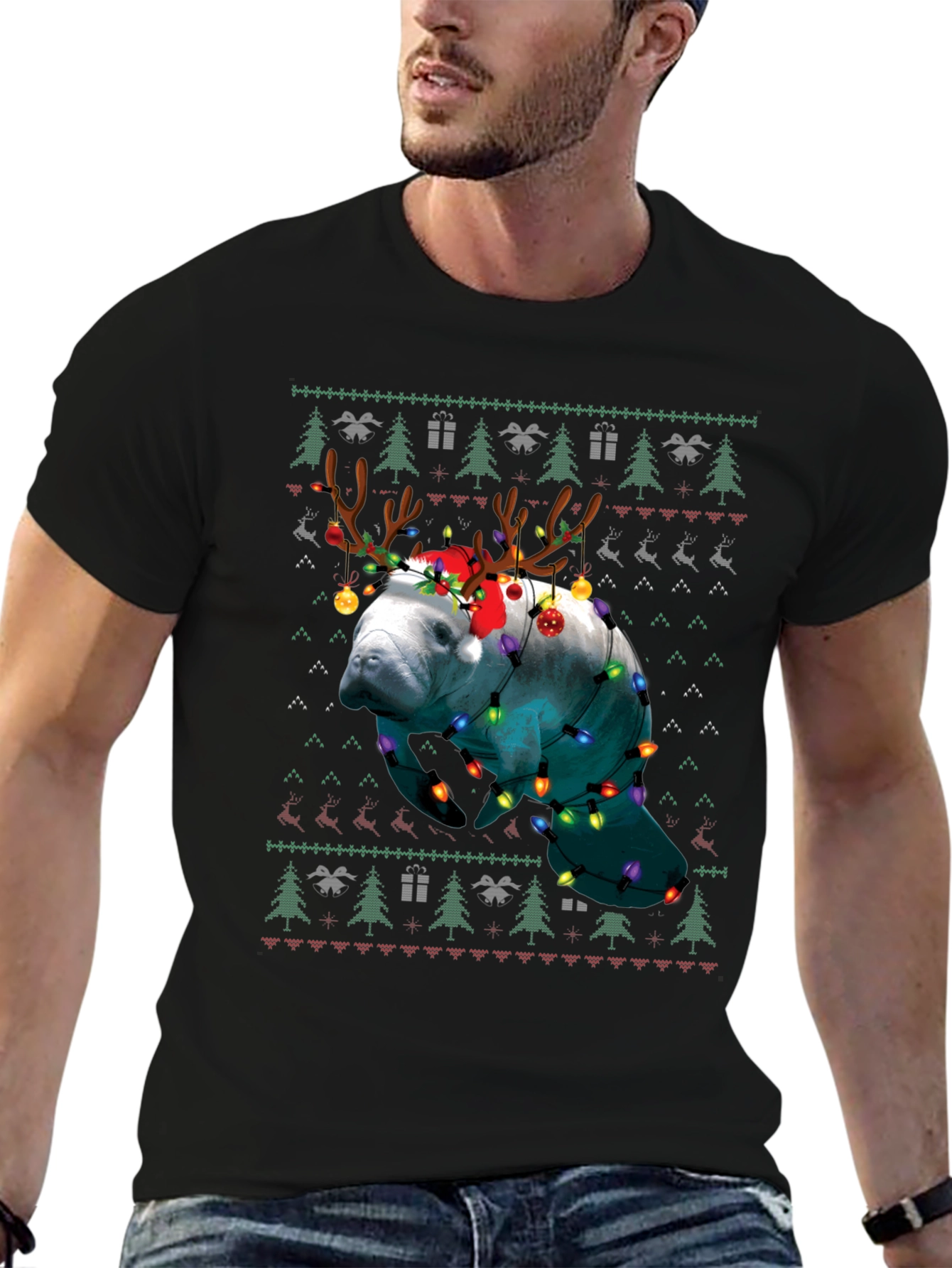 Manatee Christmas Ugly Sweater T-Shirt