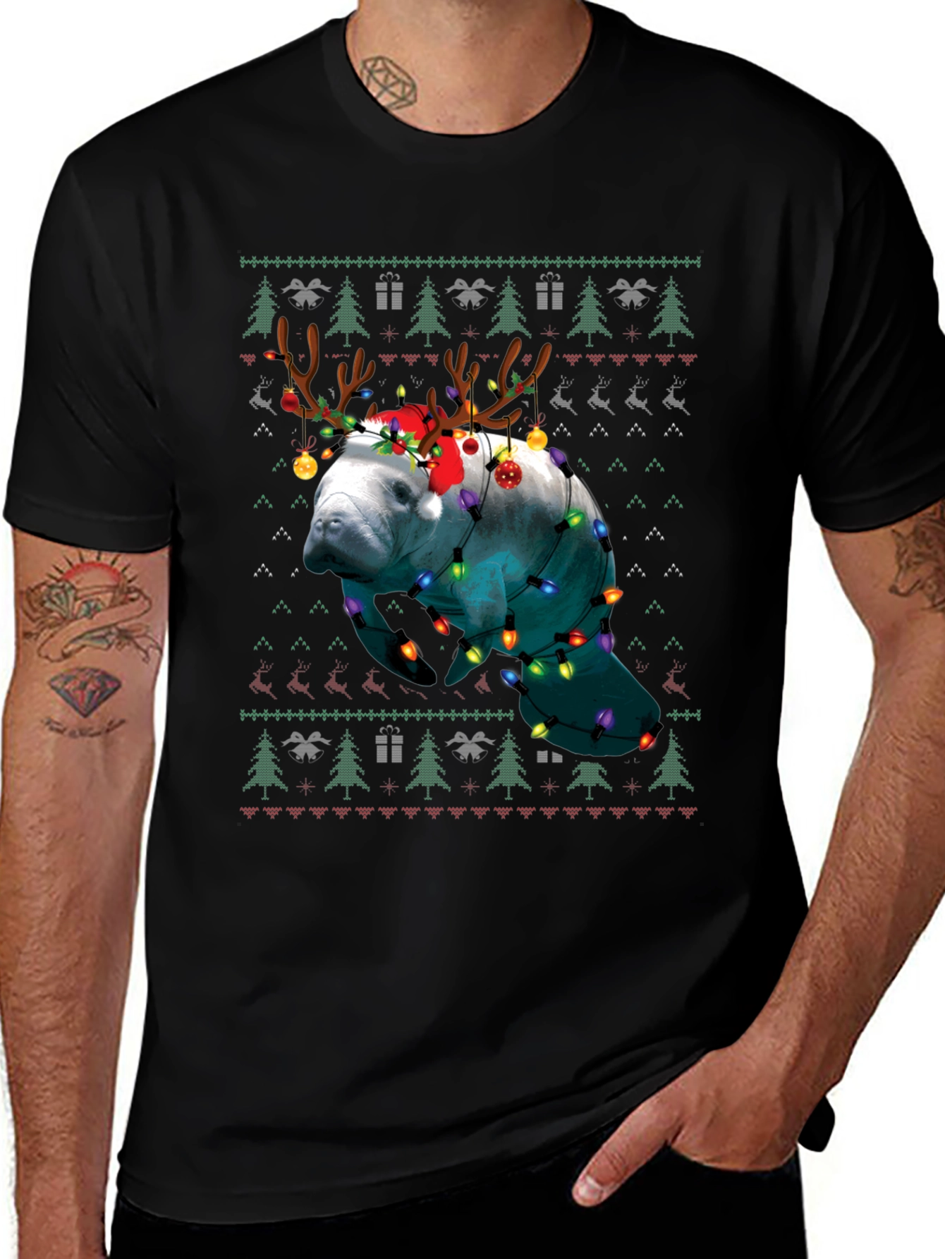 Manatee Christmas Ugly Sweater T-Shirt