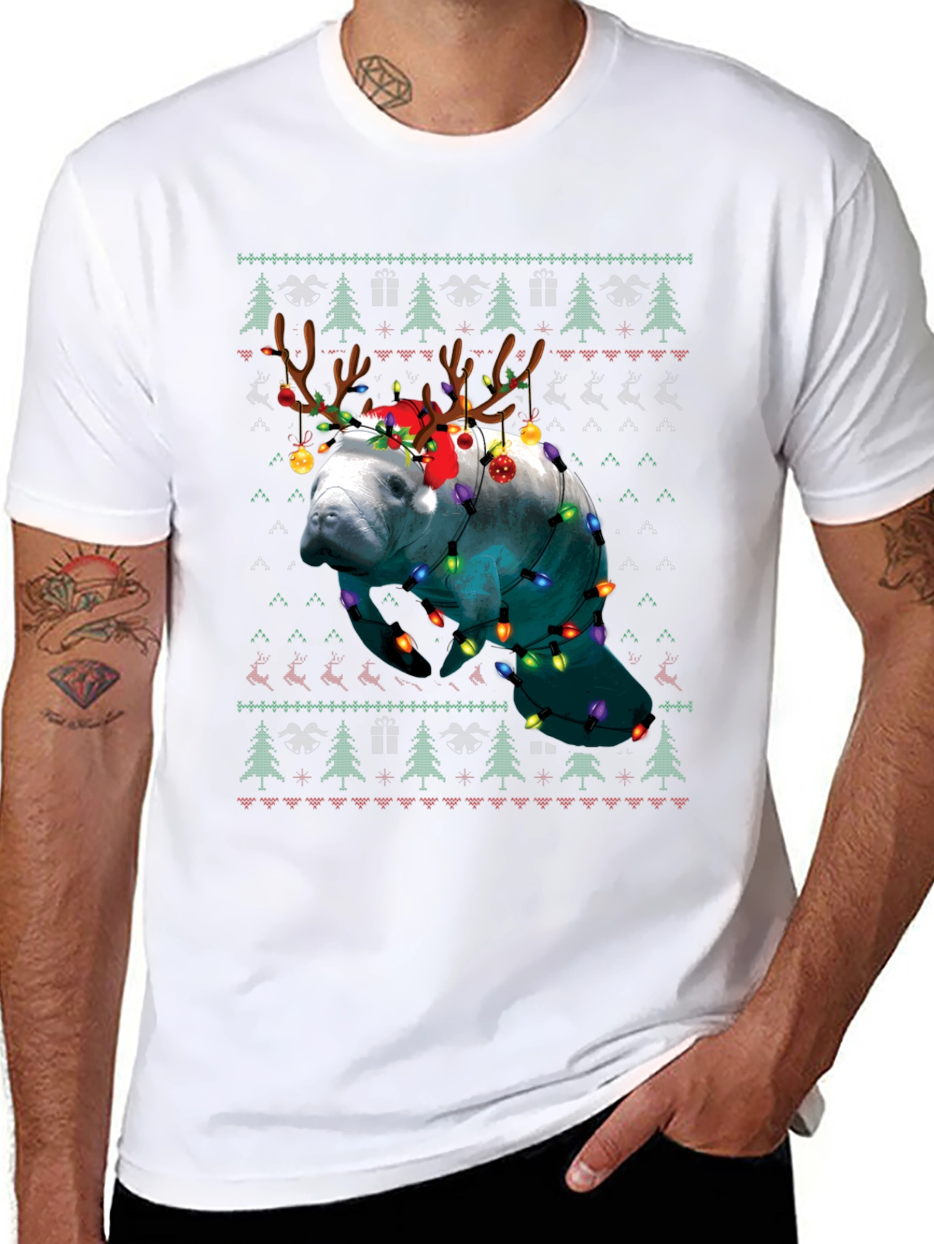 Manatee Christmas Ugly Sweater T-Shirt