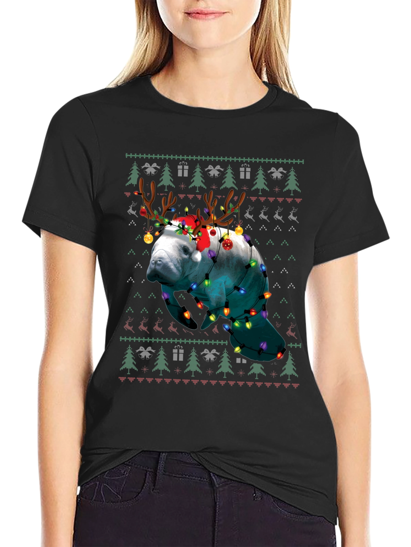 Manatee Christmas Ugly Sweater T-Shirt