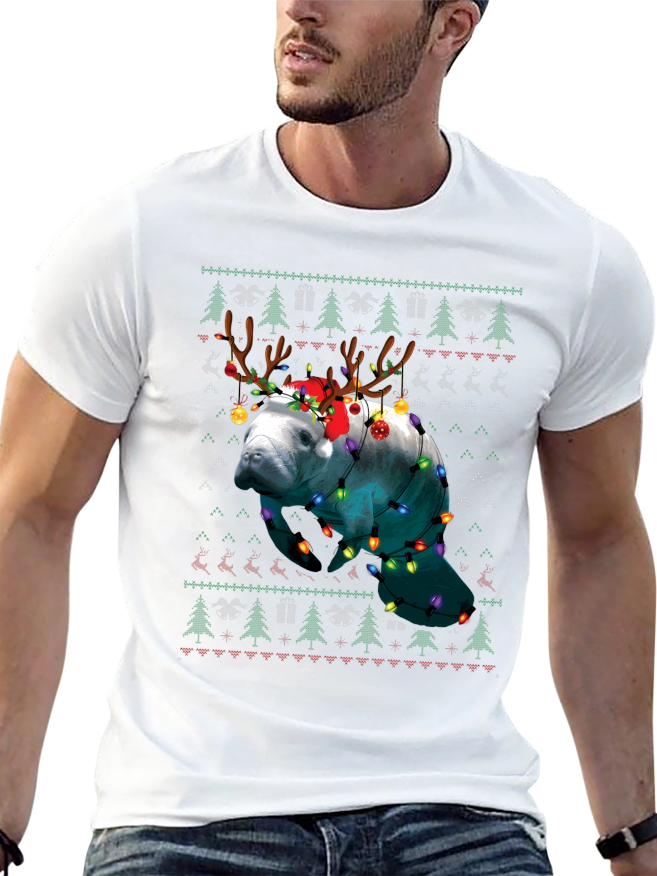 Manatee Christmas Ugly Sweater T-Shirt