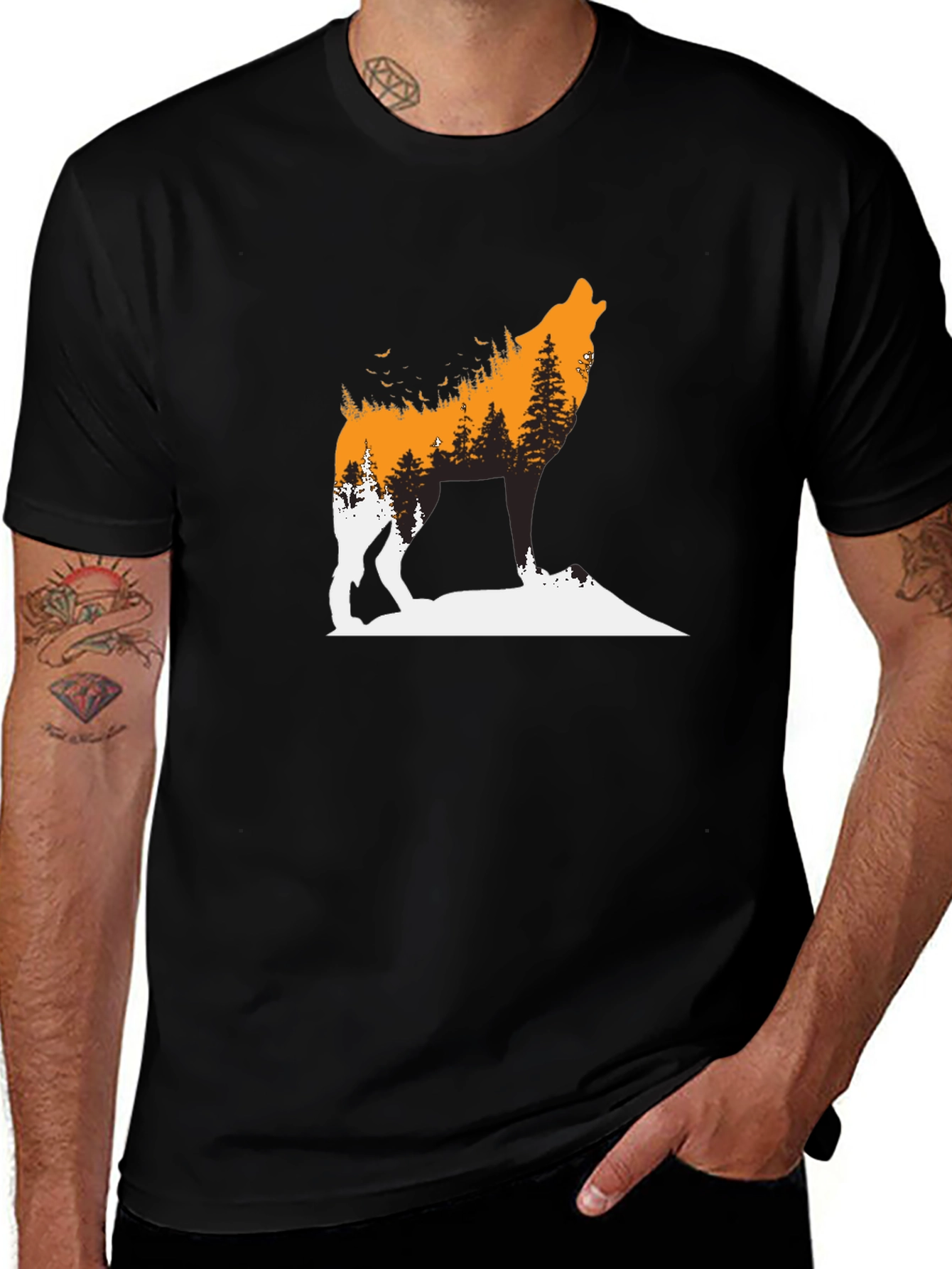 Wolf Forest Graphic Tee - Black