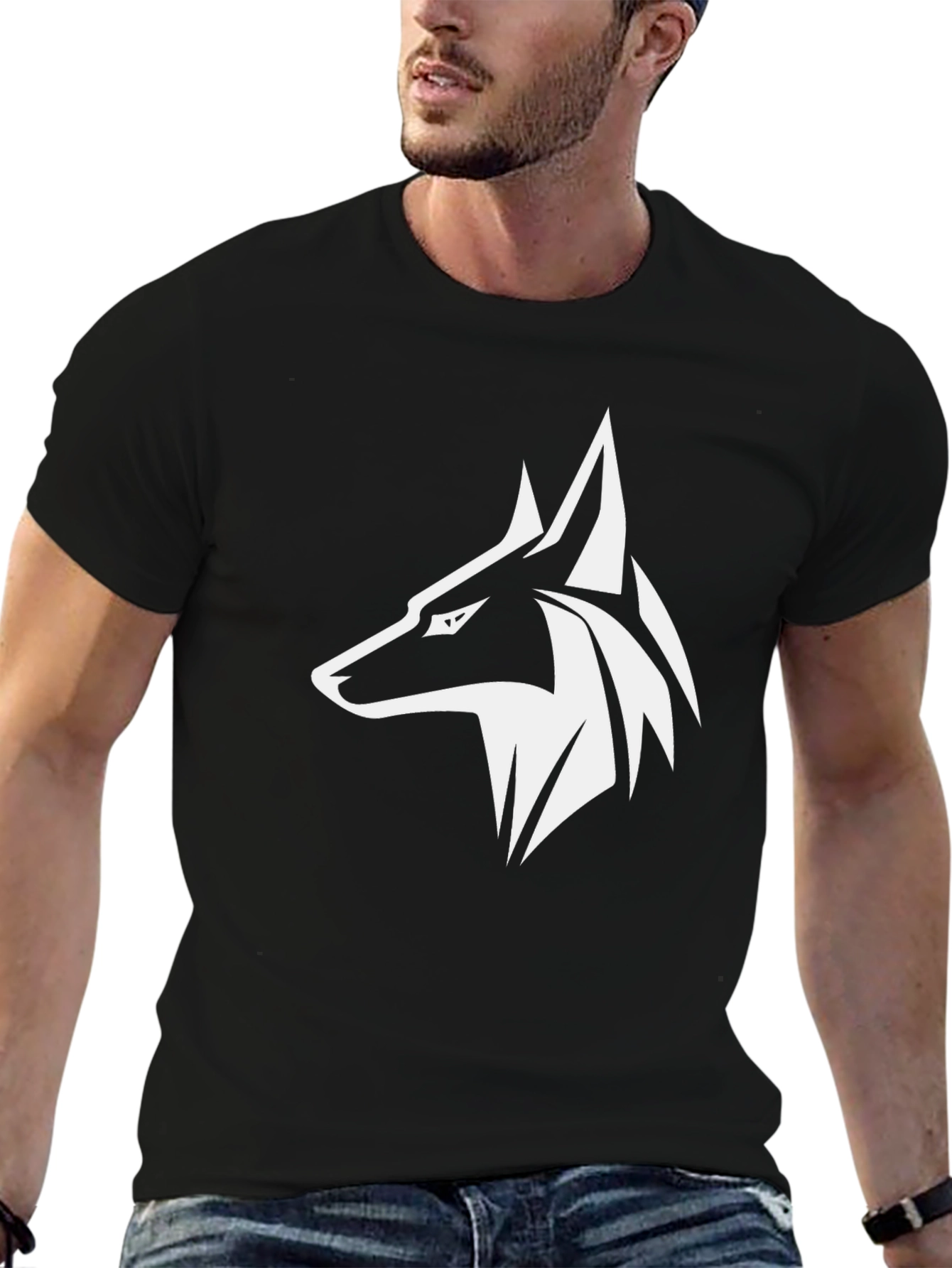 Black Wolf Graphic Tee - Stylish Mens T-Shirt