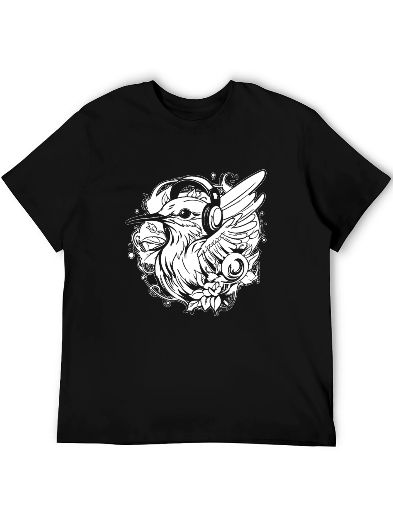 Cool Bird with Headphones Graphic Tee