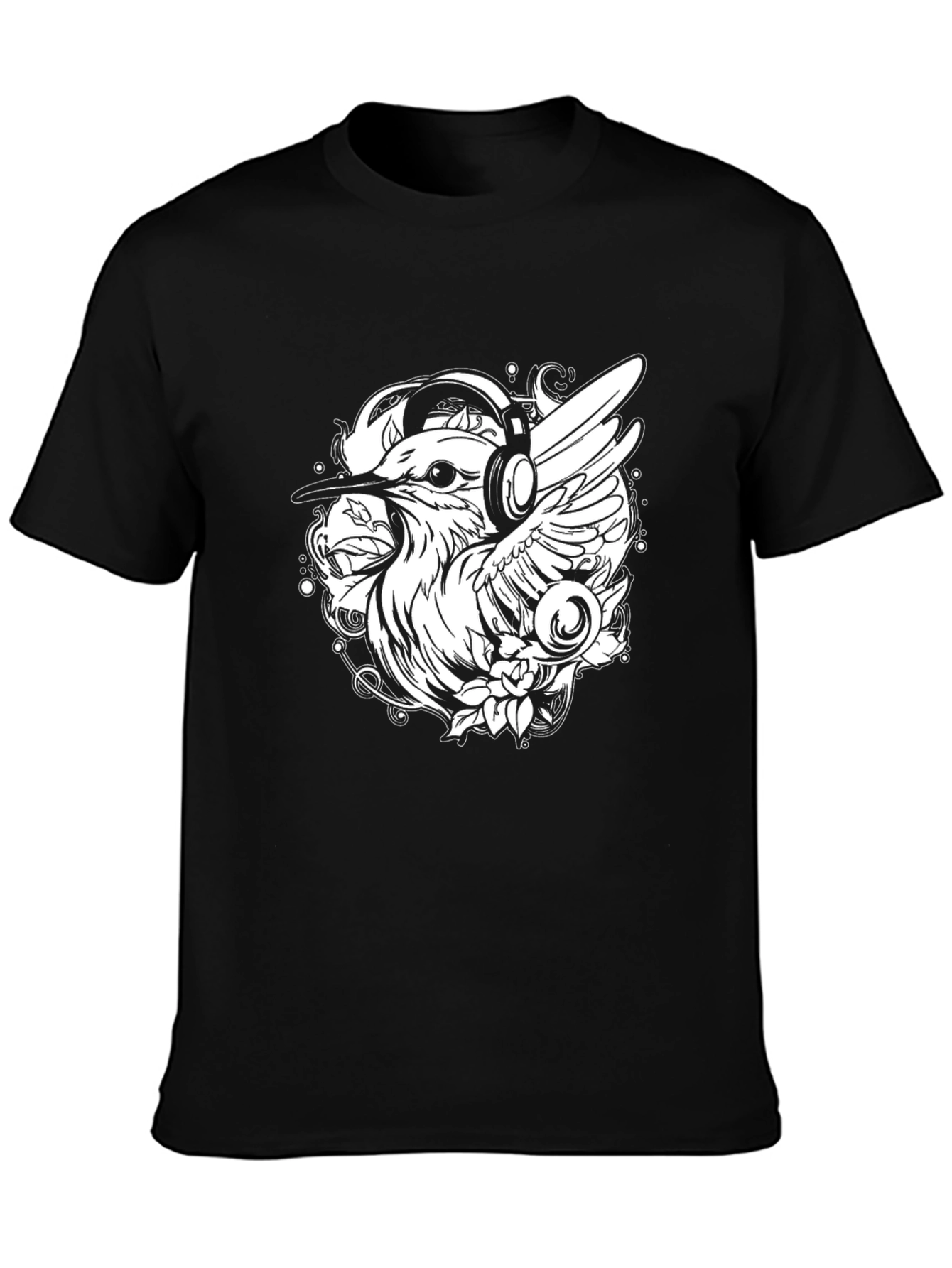 Cool Bird with Headphones Graphic Tee