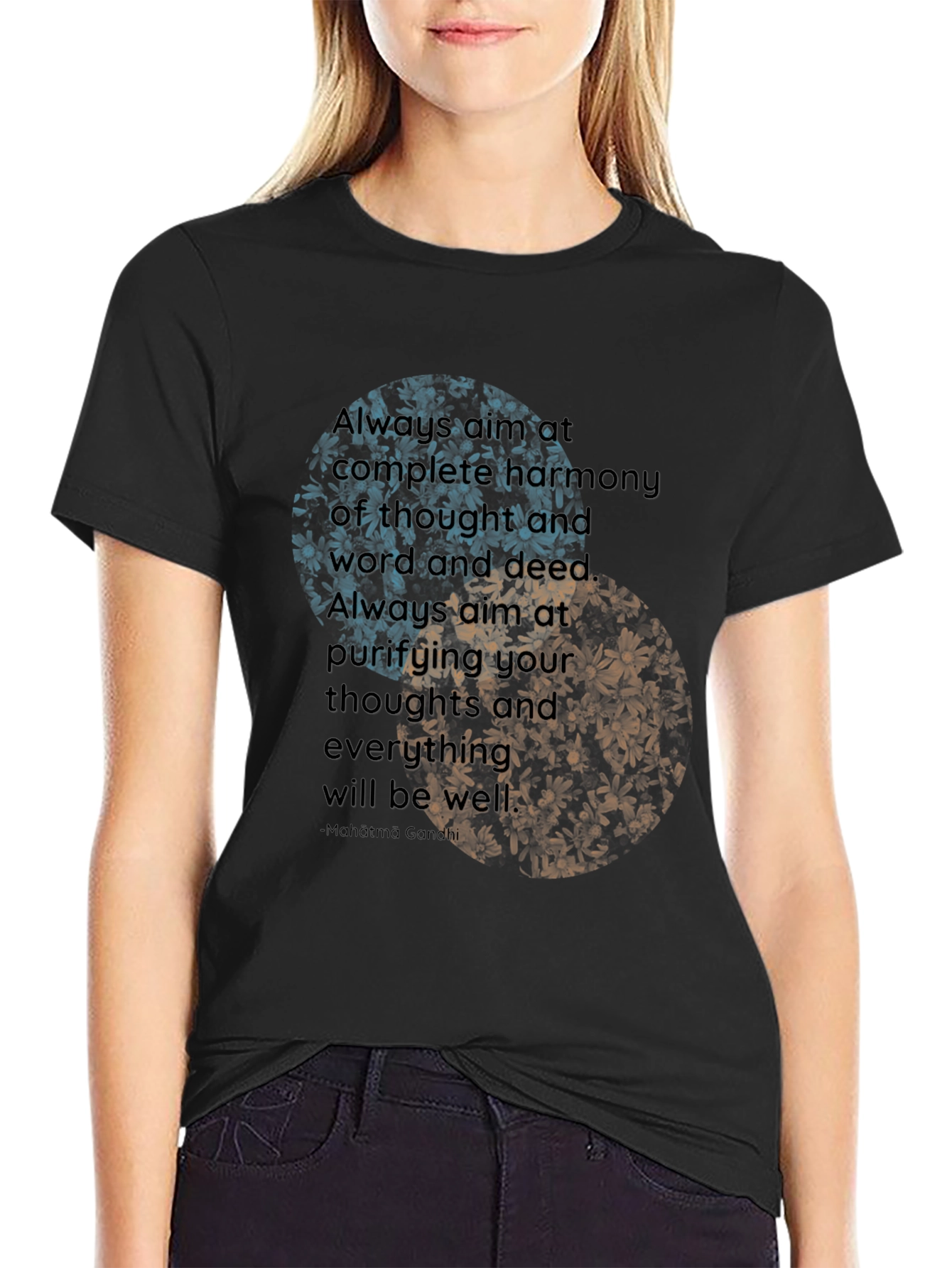Yin Yang Floral T-Shirt - Harmony & Well-being