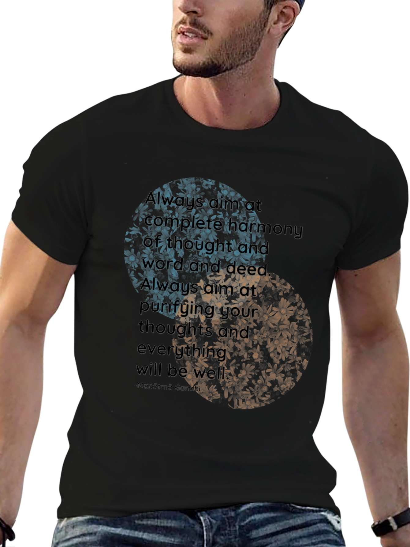 Yin Yang Floral T-Shirt - Harmony & Well-being