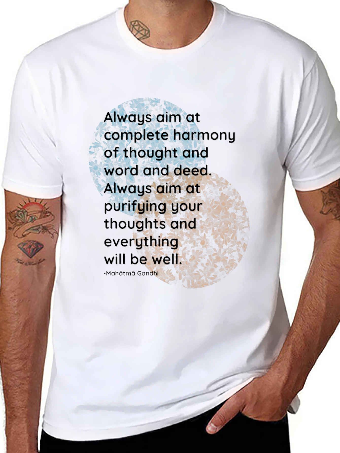 Yin Yang Floral T-Shirt - Harmony & Well-being