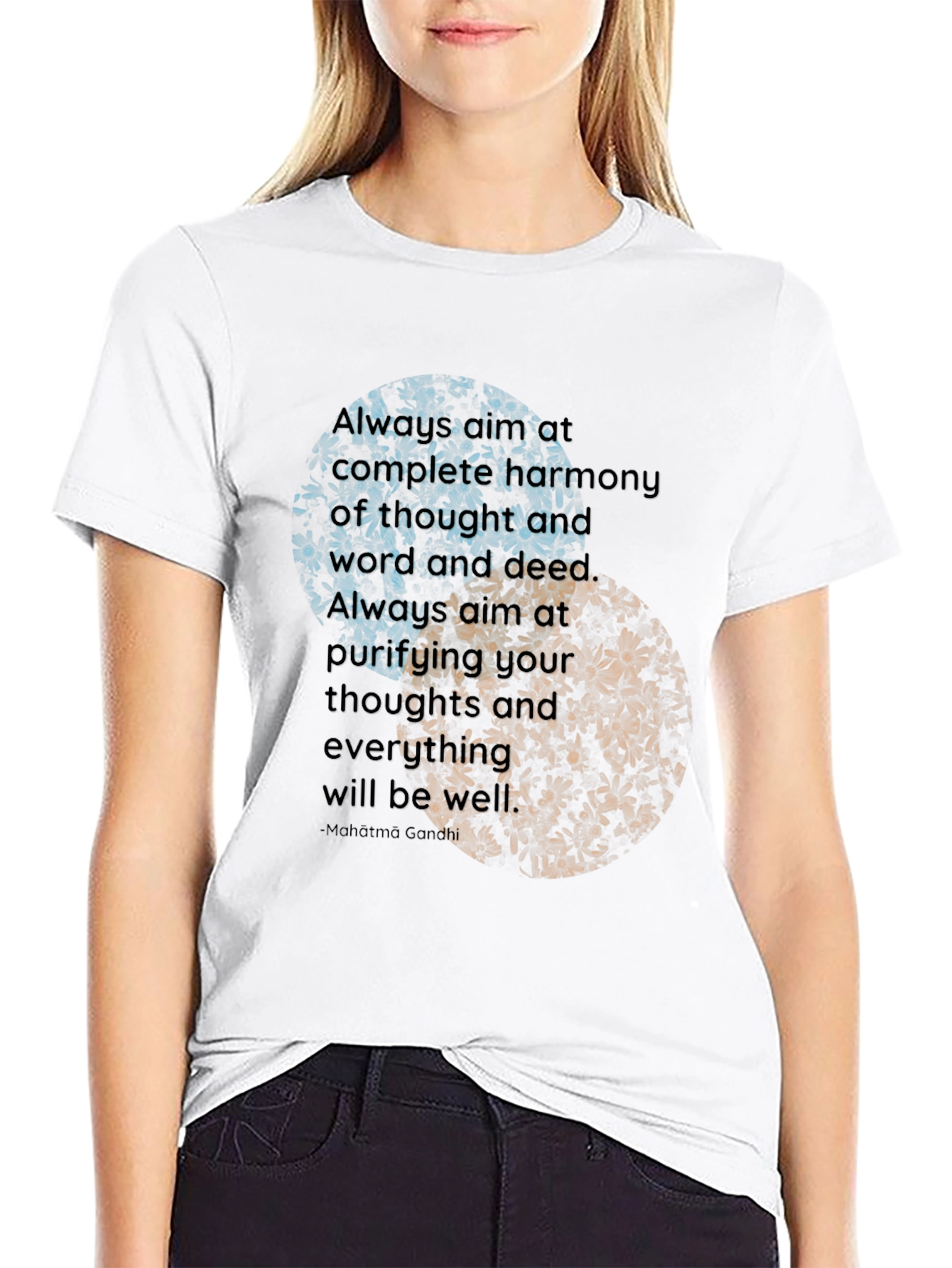 Yin Yang Floral T-Shirt - Harmony & Well-being