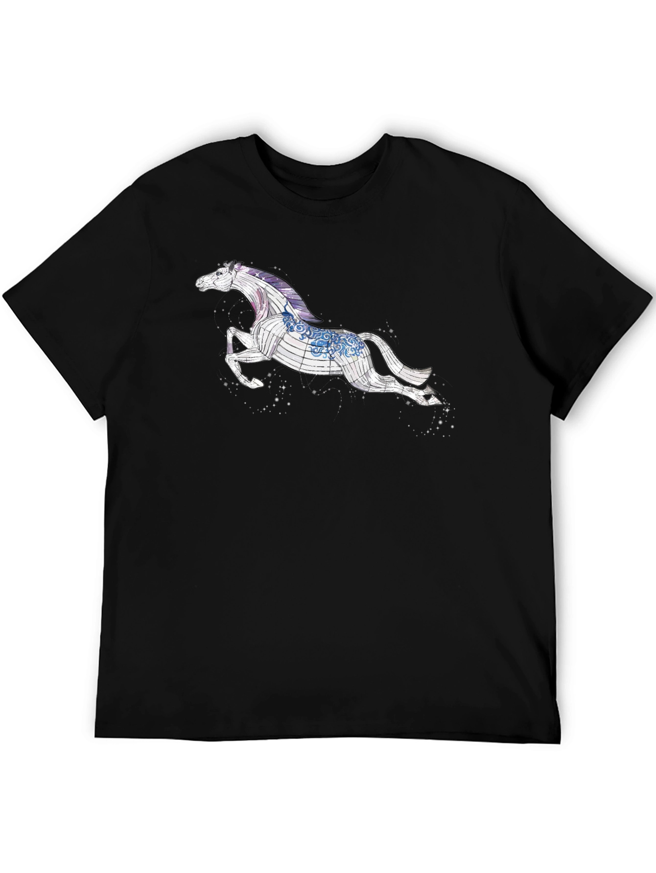 Celestial Horse Graphic Tee - Black Cotton