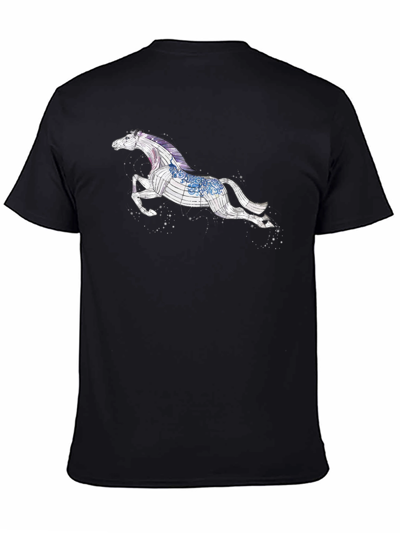 Celestial Horse Graphic Tee - Black Cotton