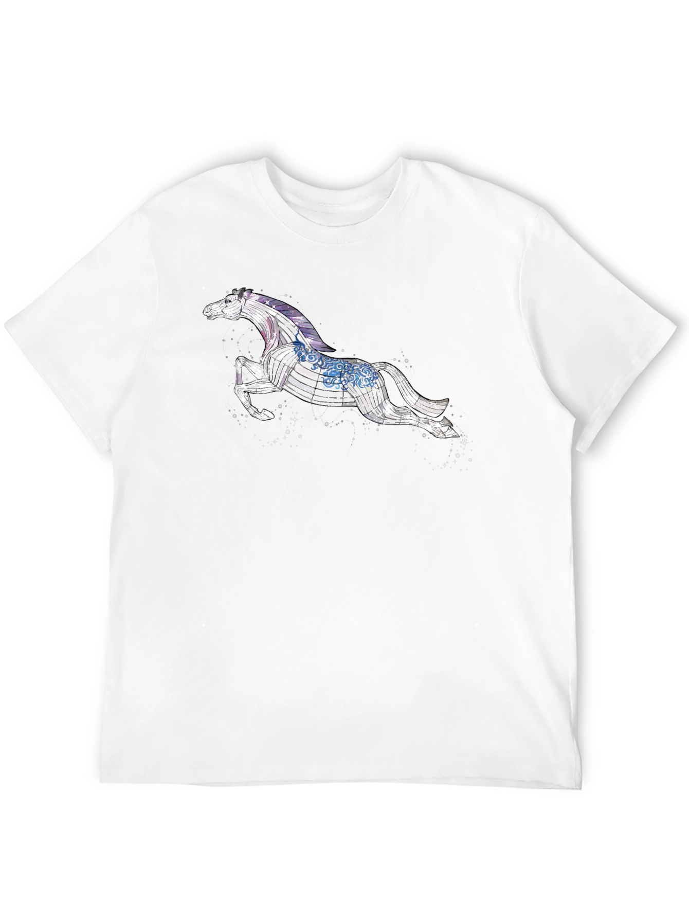 Celestial Horse Graphic Tee - Black Cotton