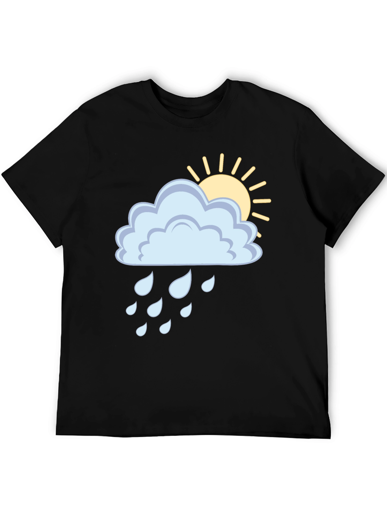 Cloud Rain Sun Graphic Tee - Black Unisex T-Shirt