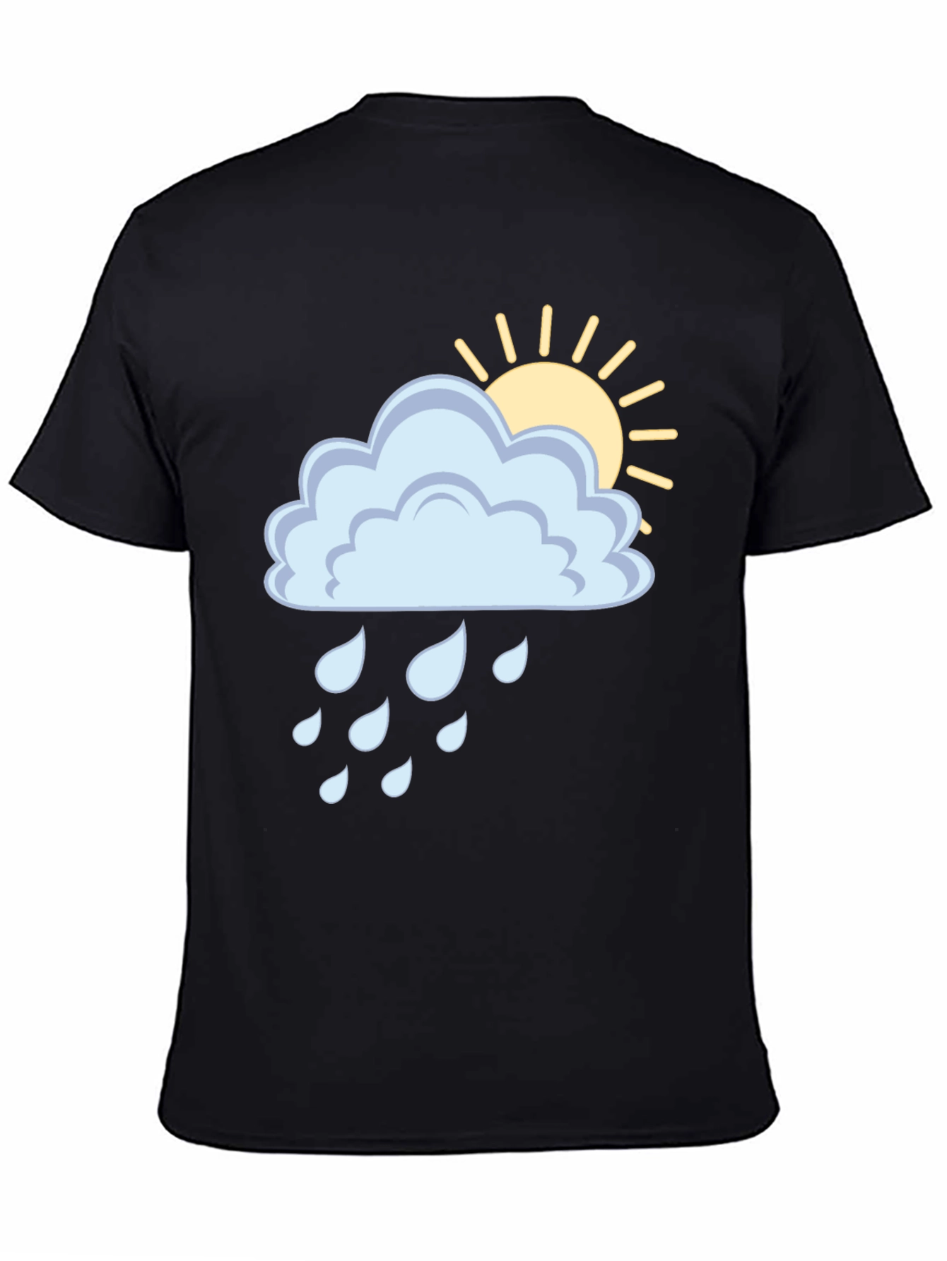 Cloud Rain Sun Graphic Tee - Black Unisex T-Shirt