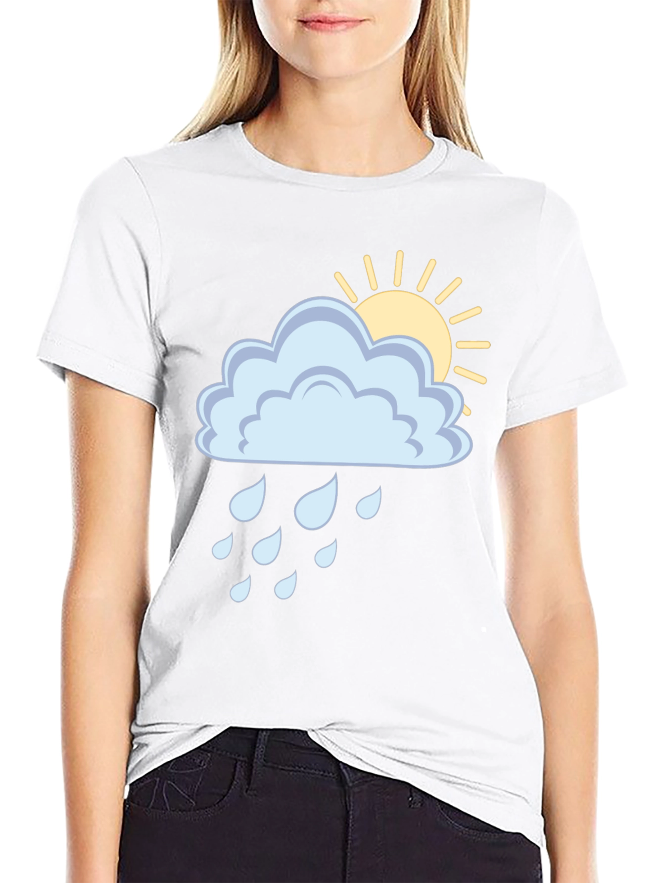 Cloud Rain Sun Graphic Tee - Black Unisex T-Shirt