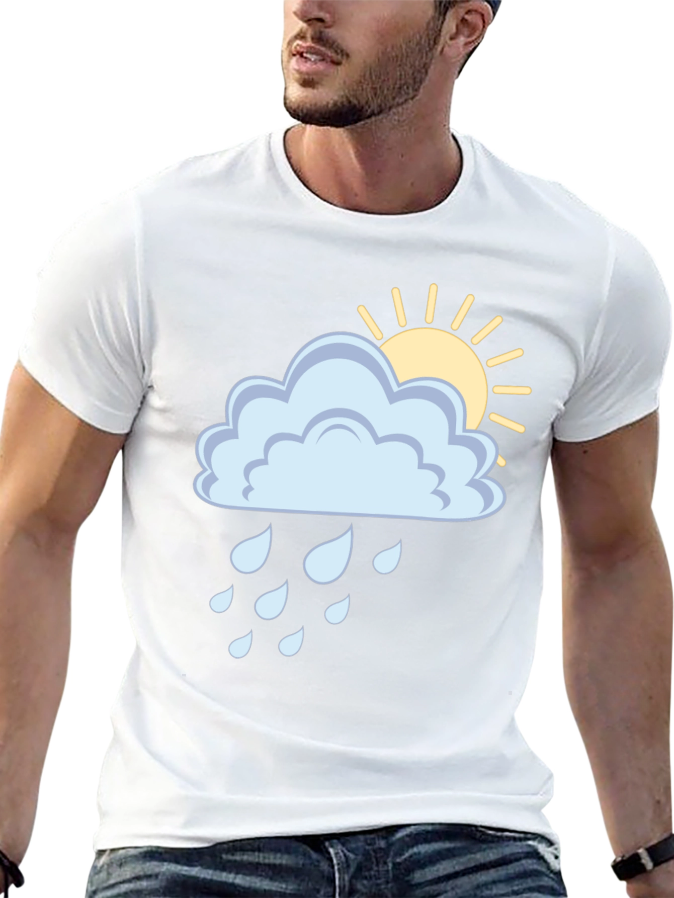 Cloud Rain Sun Graphic Tee - Black Unisex T-Shirt