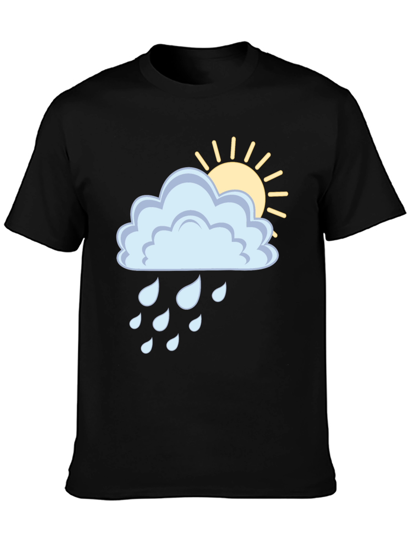 Cloud Rain Sun Graphic Tee - Black Unisex T-Shirt