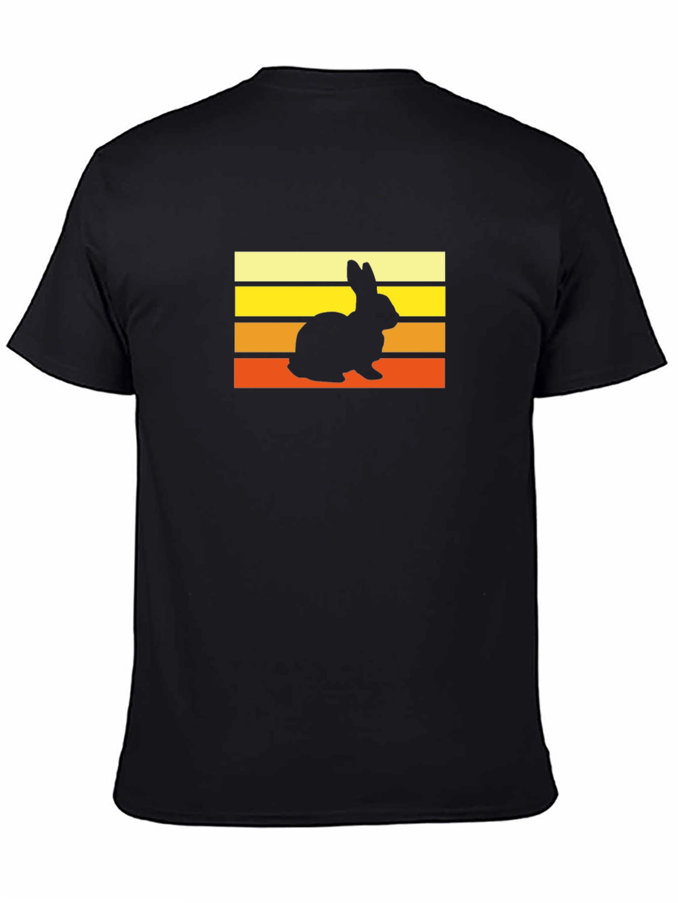 Retro Rabbit Sunset T-Shirt - Black Cotton Tee