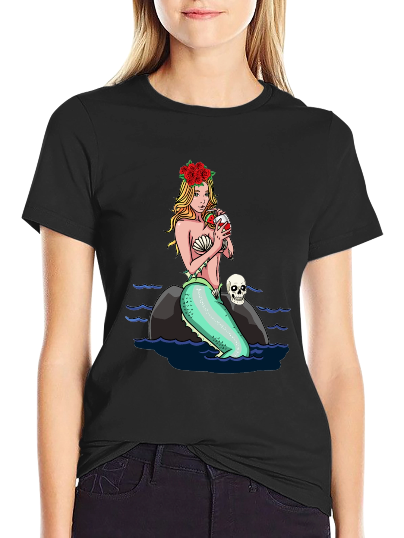 Mermaid Drinking Wine T-Shirt