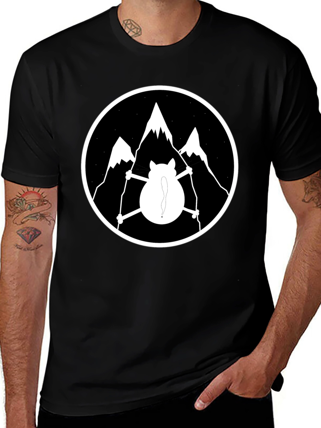 Cat Skiing Mountain Graphic T-Shirt