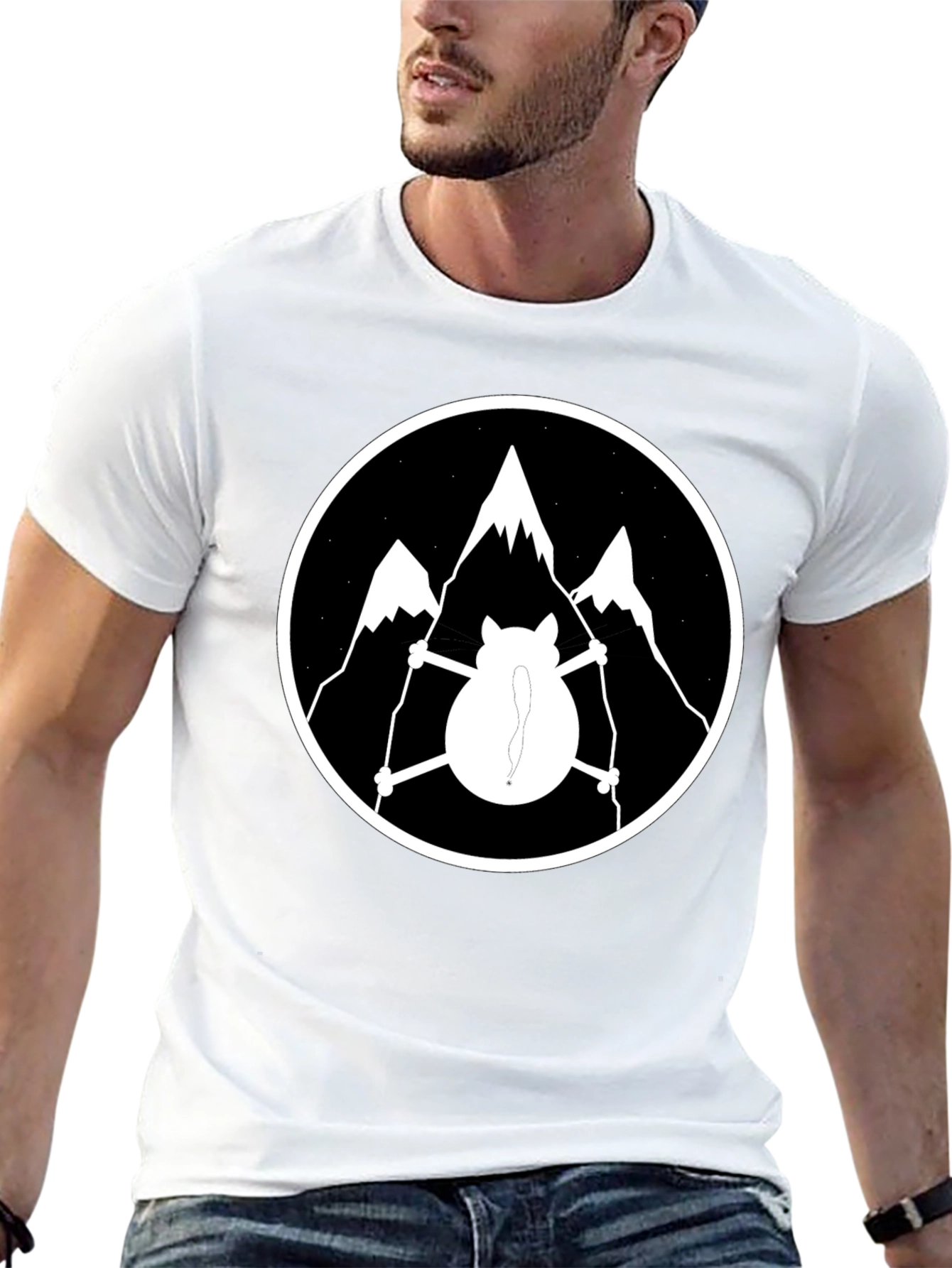 Cat Skiing Mountain Graphic T-Shirt