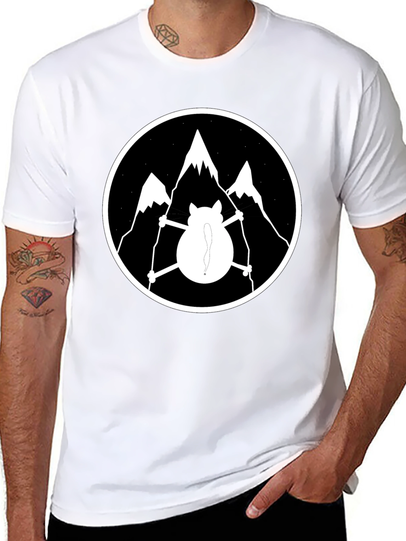 Cat Skiing Mountain Graphic T-Shirt
