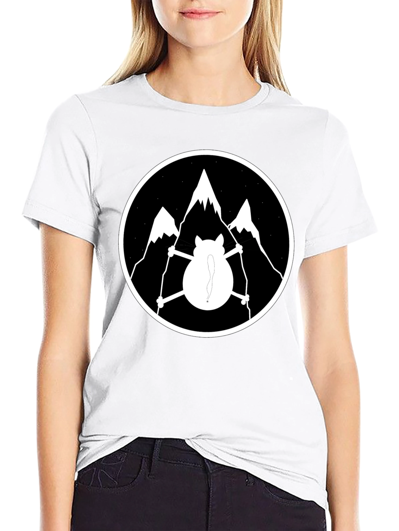 Cat Skiing Mountain Graphic T-Shirt