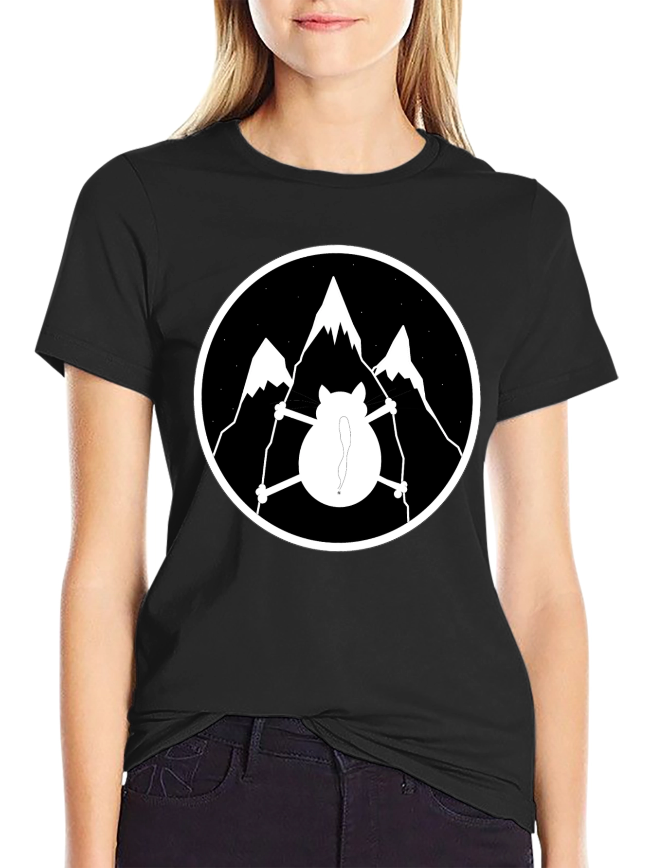 Cat Skiing Mountain Graphic T-Shirt