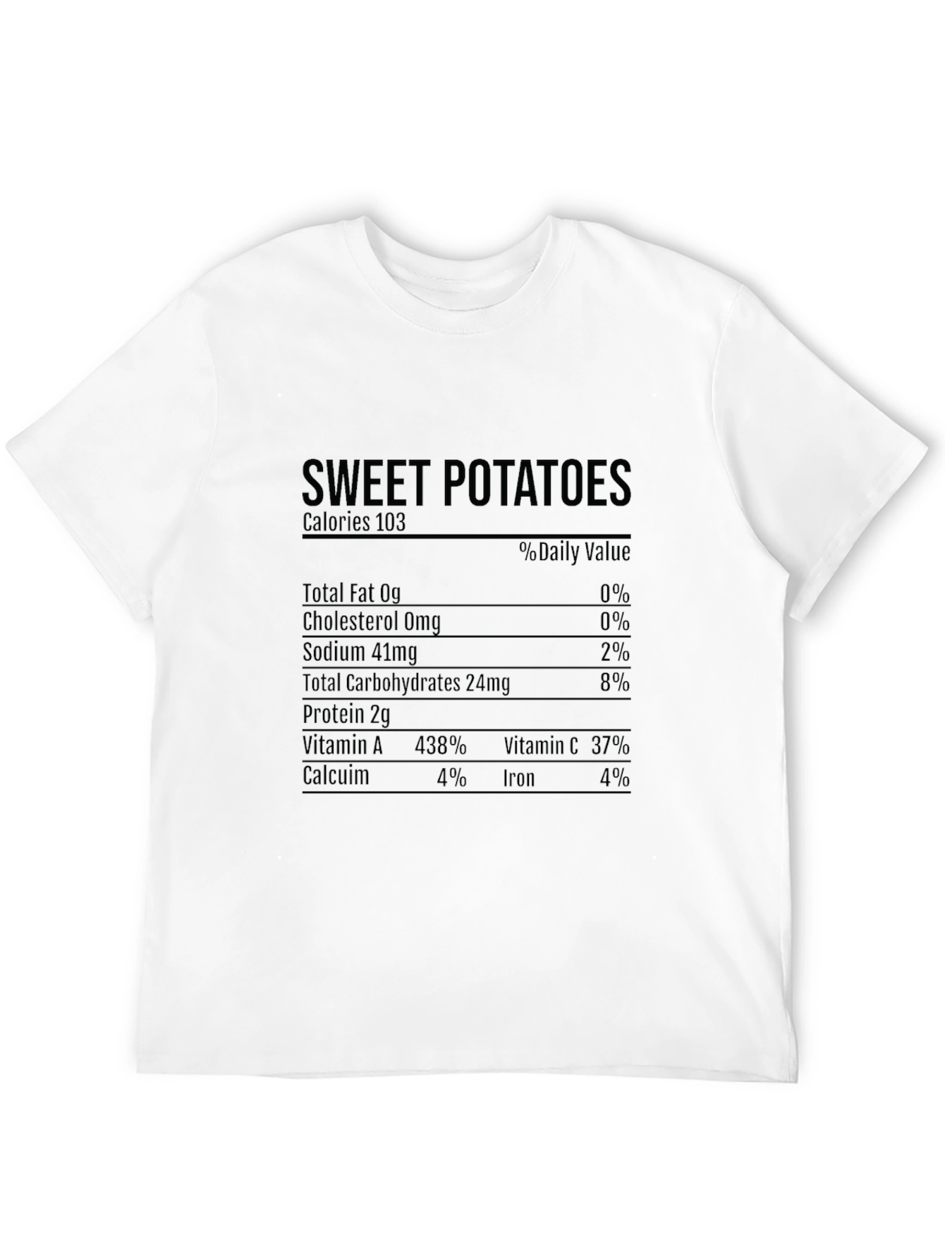 Sweet Potato Nutrition Facts Black T-Shirt
