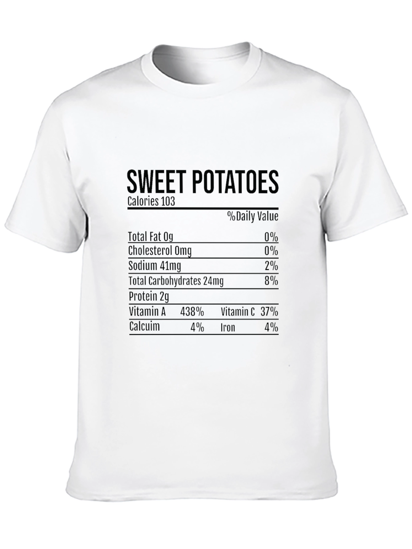Sweet Potato Nutrition Facts Black T-Shirt