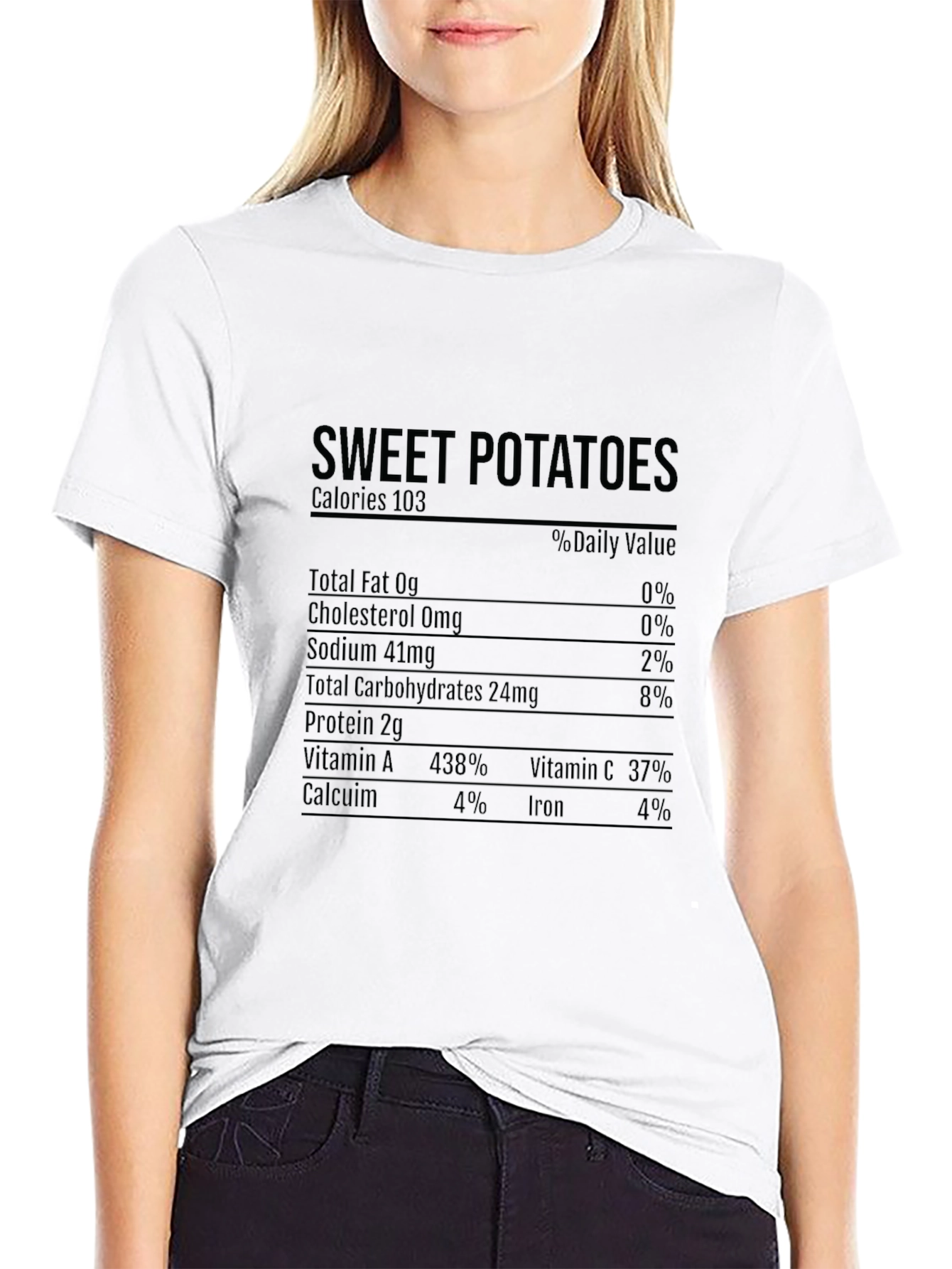 Sweet Potato Nutrition Facts Black T-Shirt