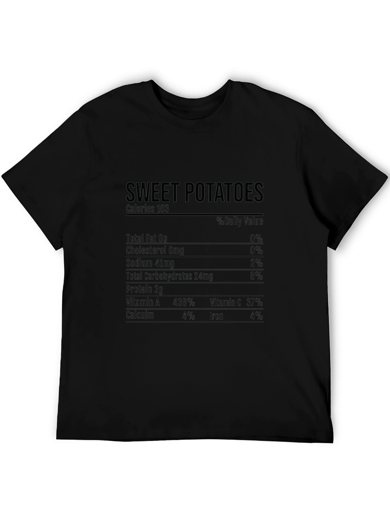 Sweet Potato Nutrition Facts Black T-Shirt