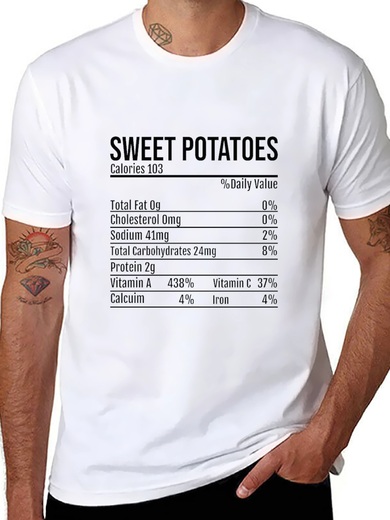 Sweet Potato Nutrition Facts Black T-Shirt