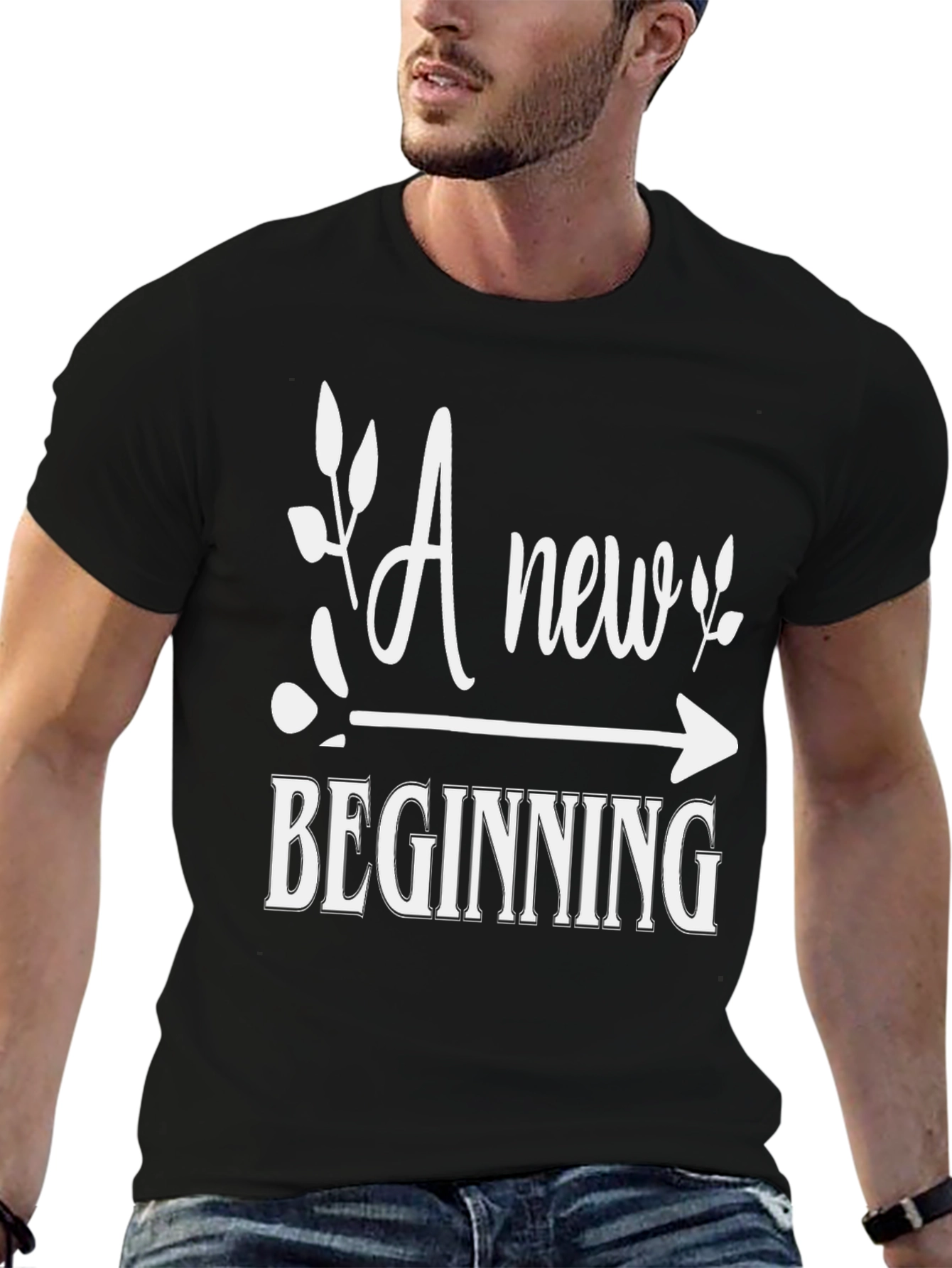 New Beginning Graphic Tee - Stylish Black Shirt