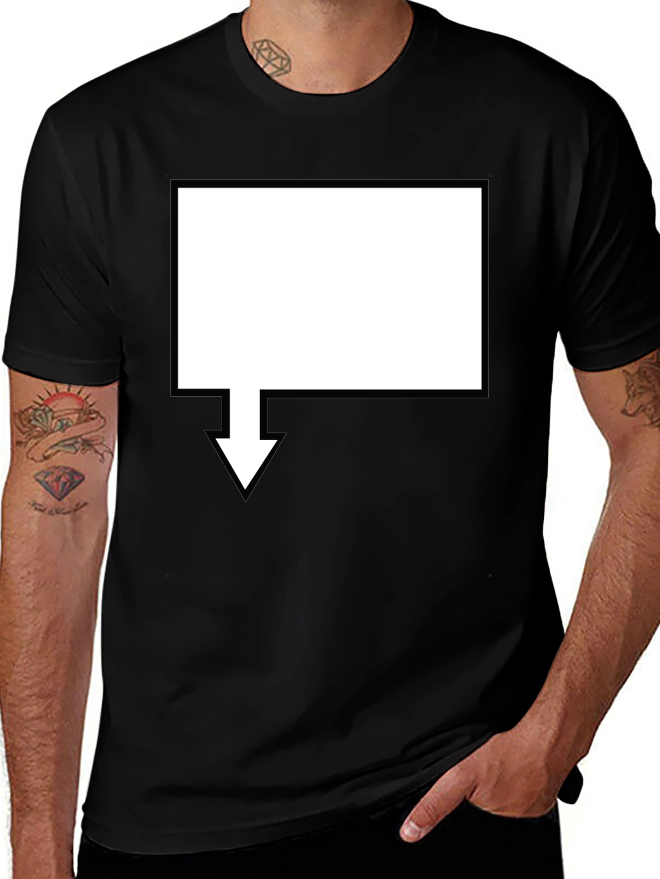 Mens Black Graphic Tee - Arrow Design