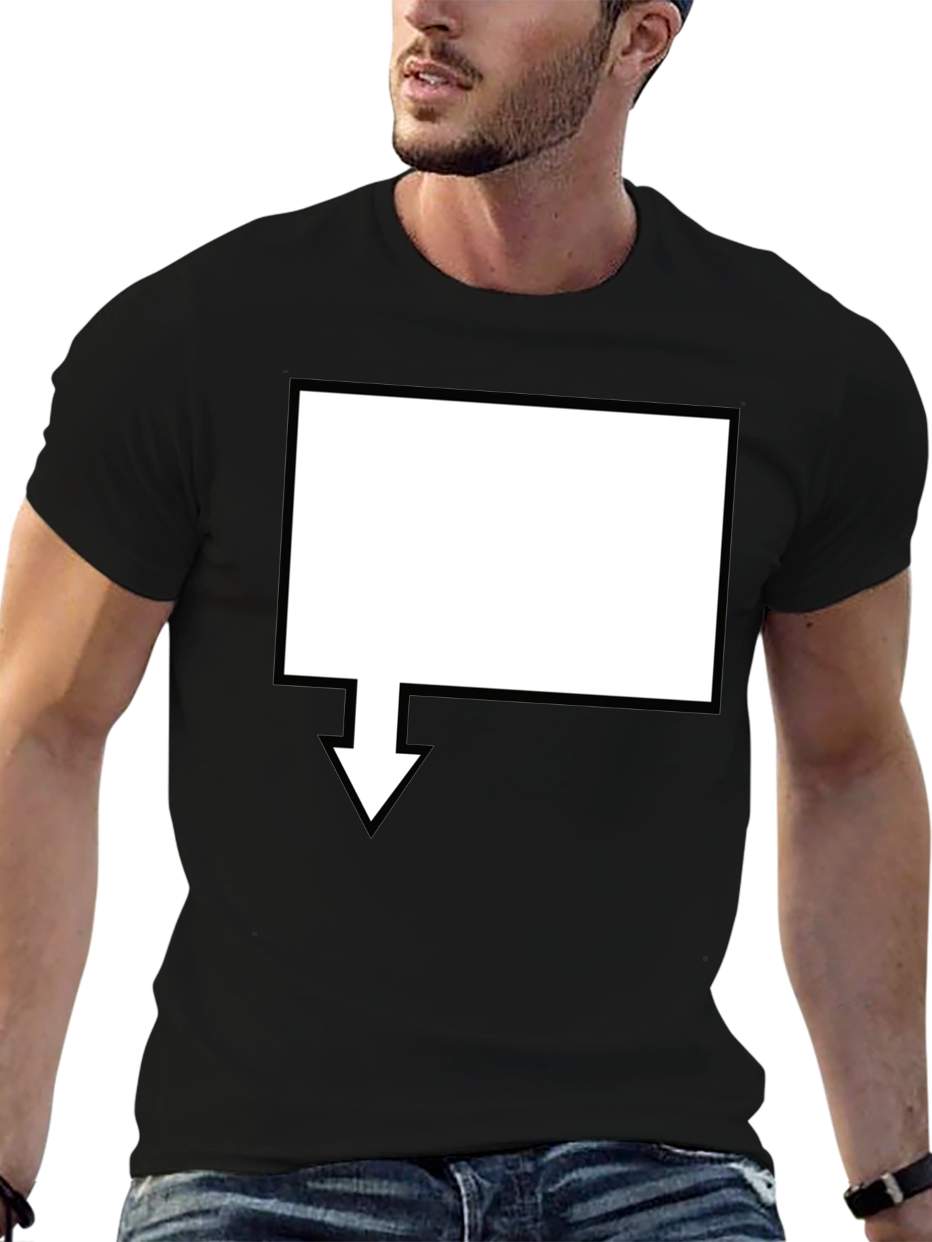 Mens Black Graphic Tee - Arrow Design