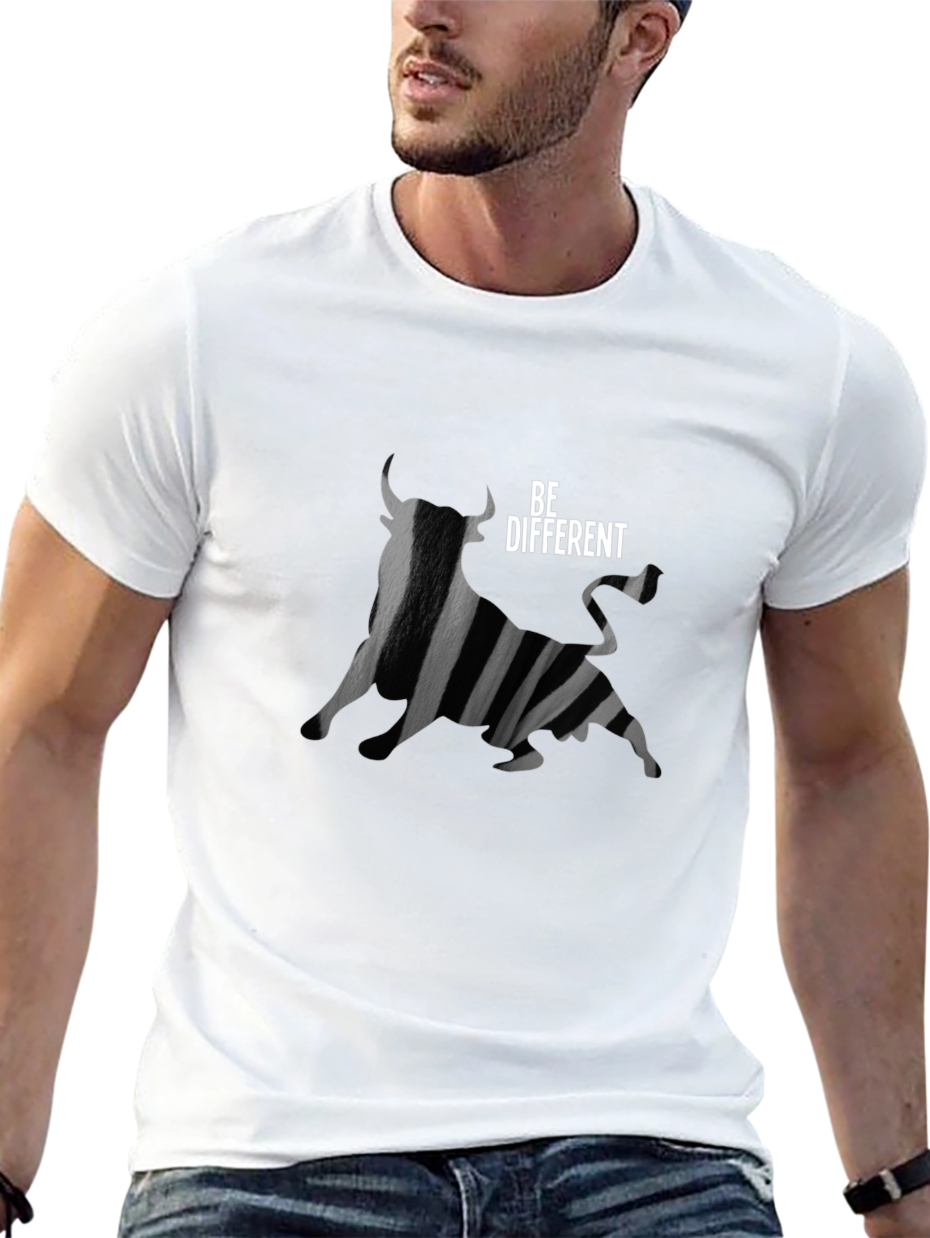 Be Different Bull Graphic Tee - Black