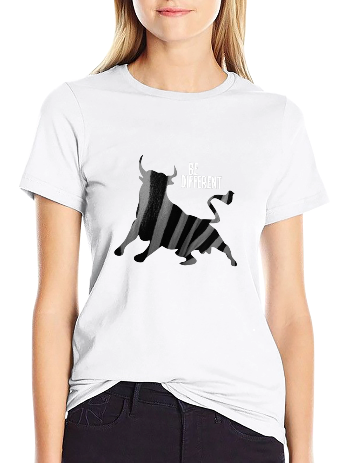 Be Different Bull Graphic Tee - Black