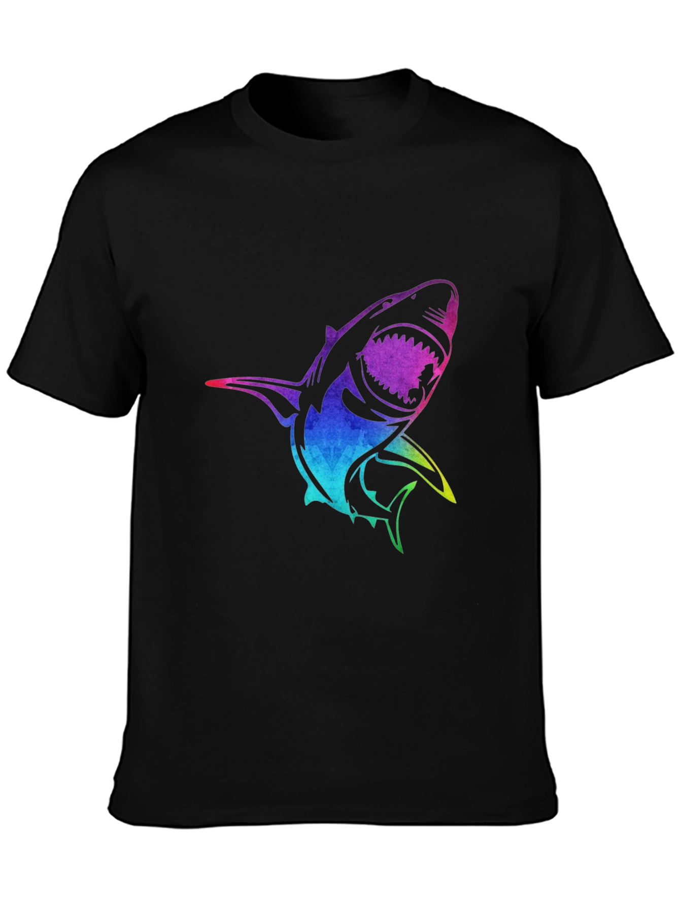 Rainbow Shark Graphic Black T-Shirt