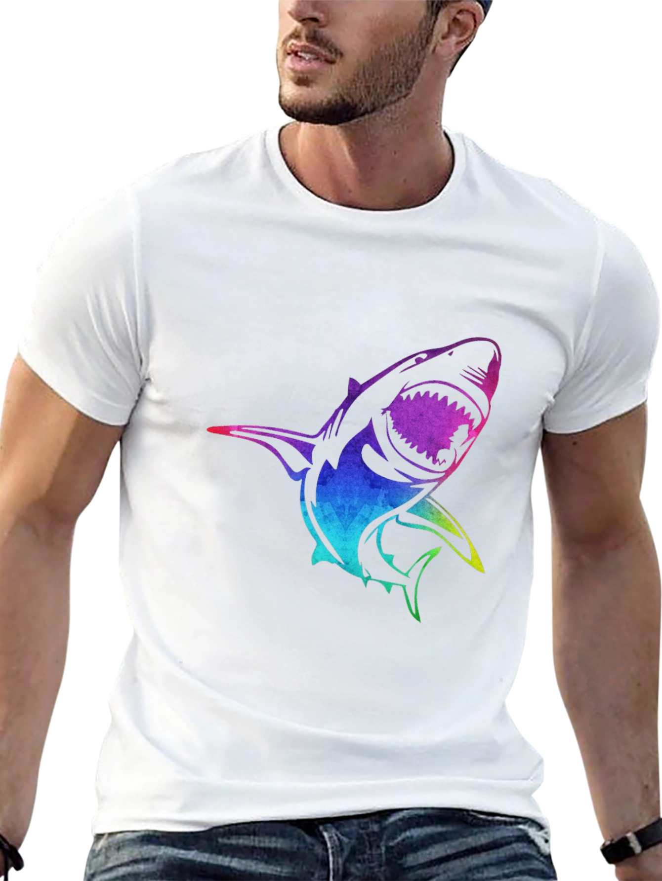 Rainbow Shark Graphic Black T-Shirt