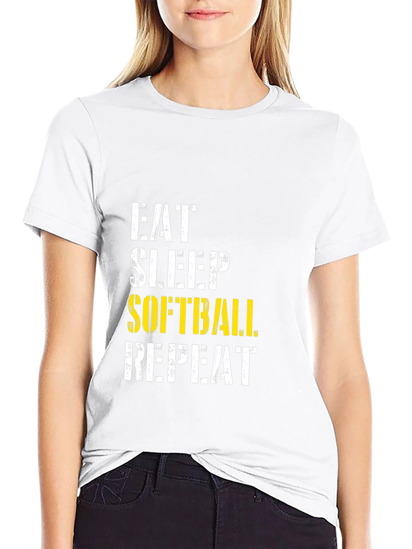 Eat Sleep Softball Repeat Graphic Tee