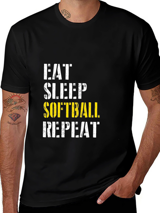 Eat Sleep Softball Repeat Graphic Tee