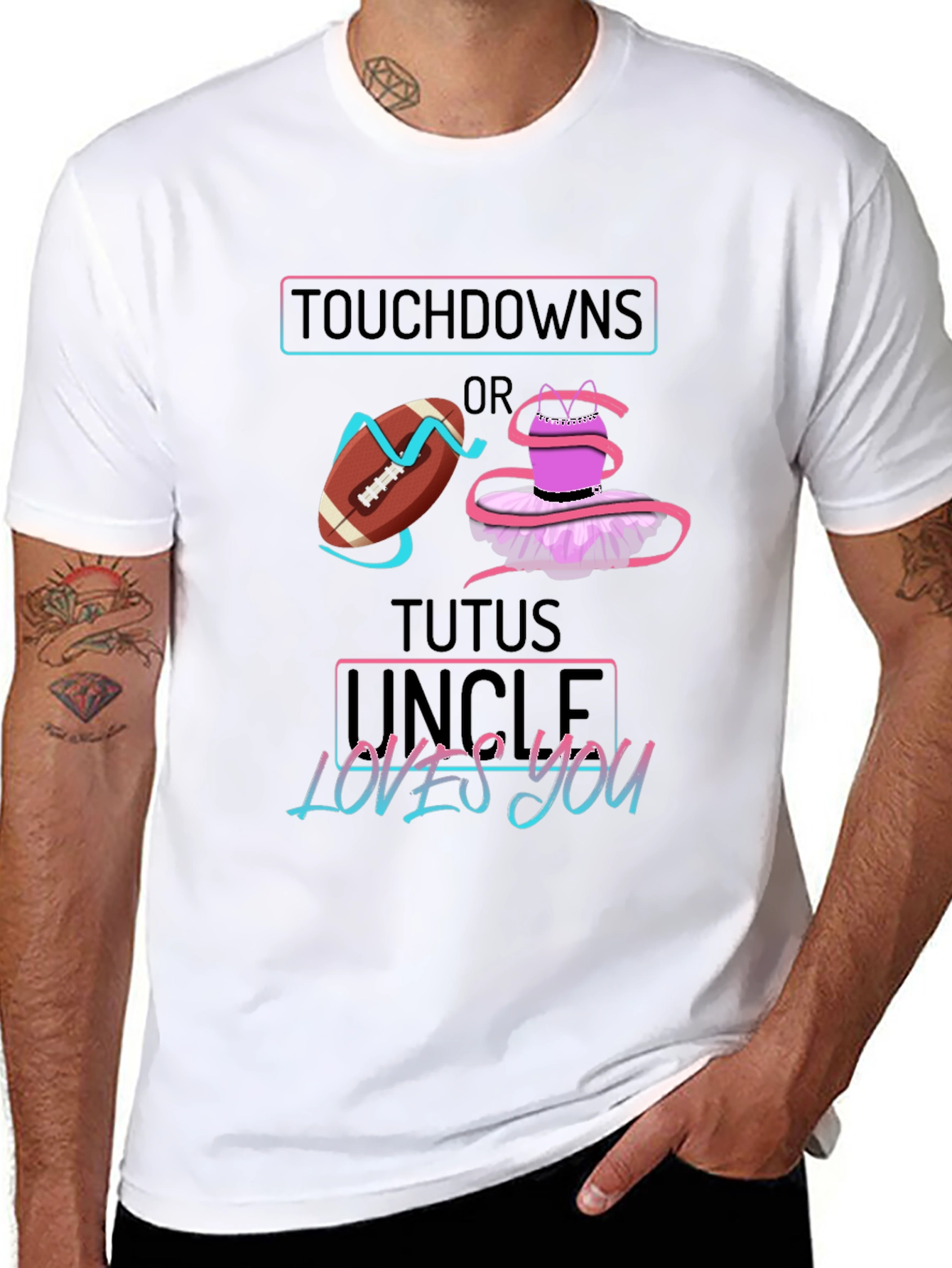 Touchdowns or Tutus Uncle Loves You Graphic T-Shirt